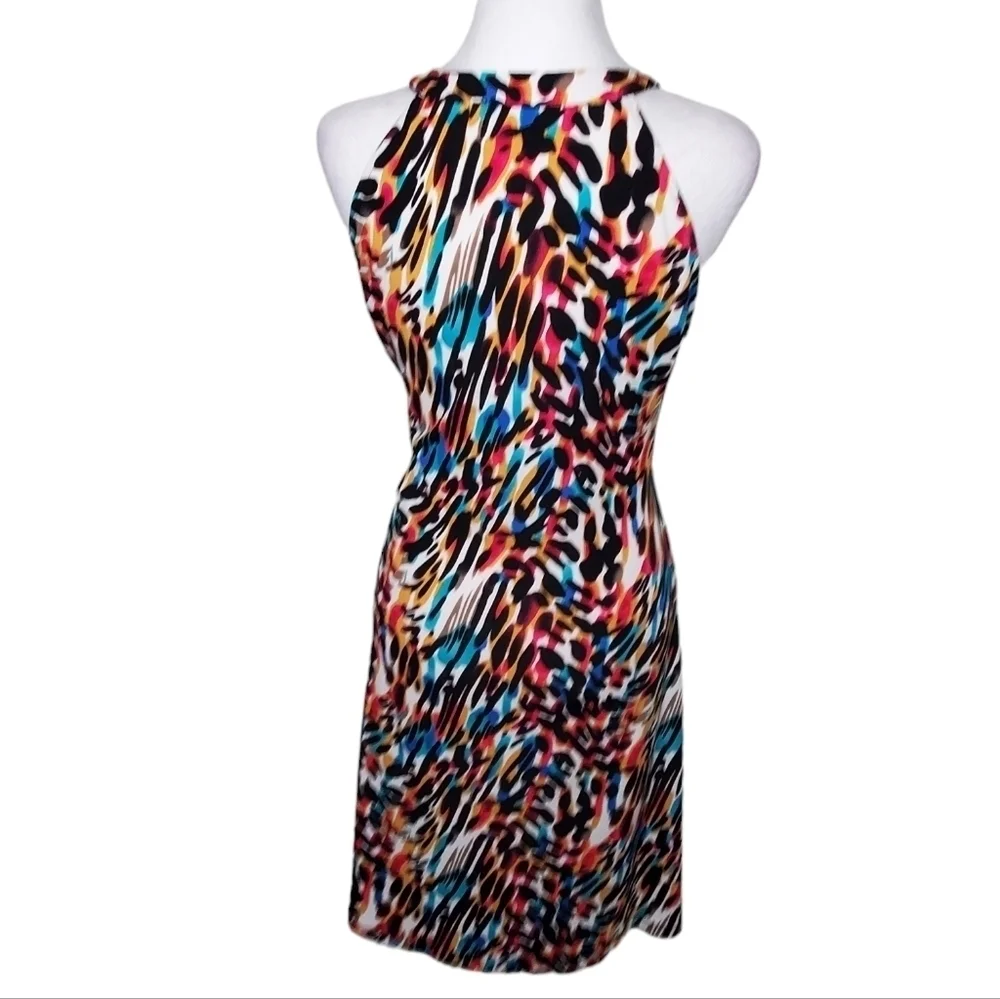 Kenneth Cole Multicolor Animal Print Fit and Flare Sleeveless Midi Dress Sz S - Picture 5 of 9